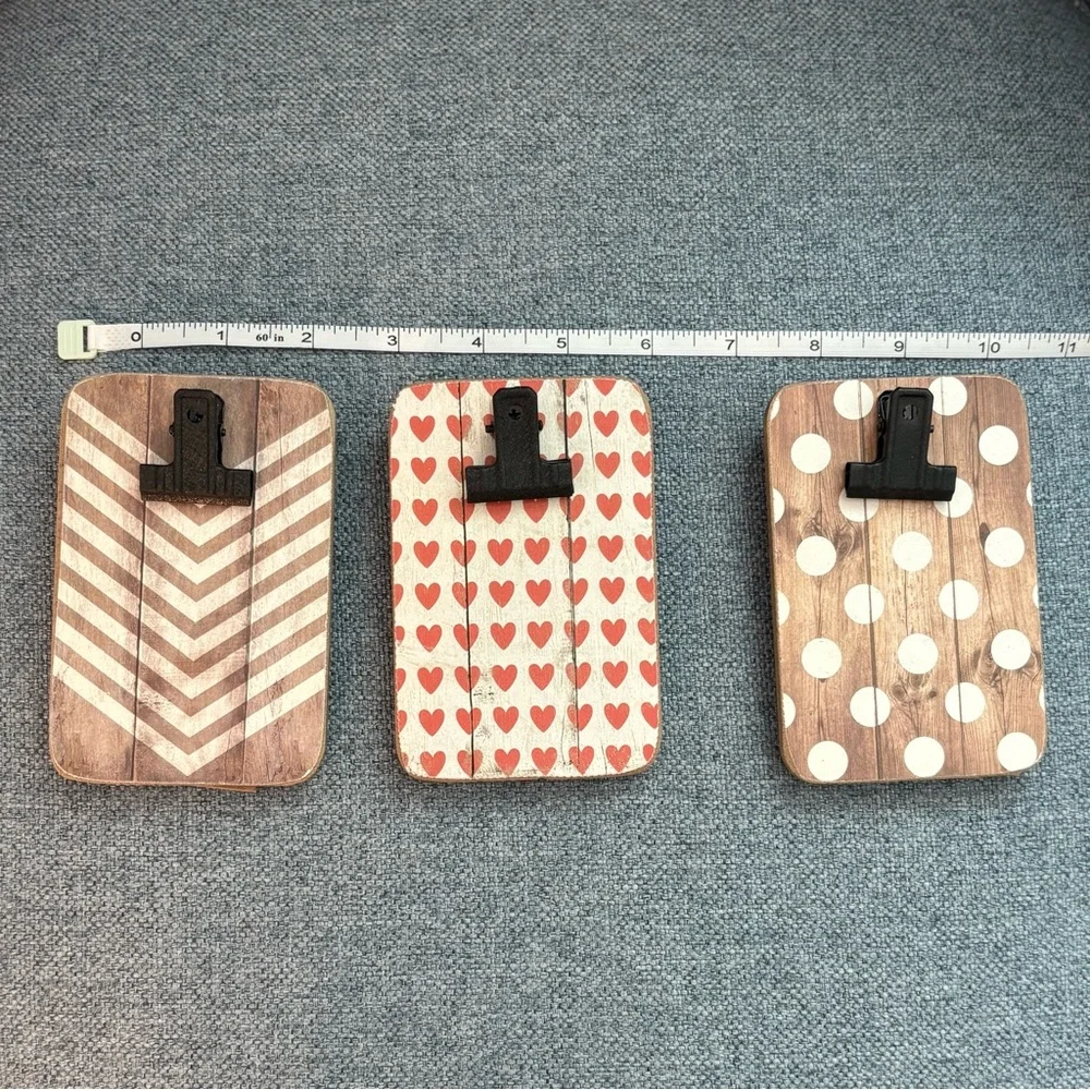 Set of 4 Decorative Wooden Clipboard frames Chevron, Heart & Polka Dot Patterns